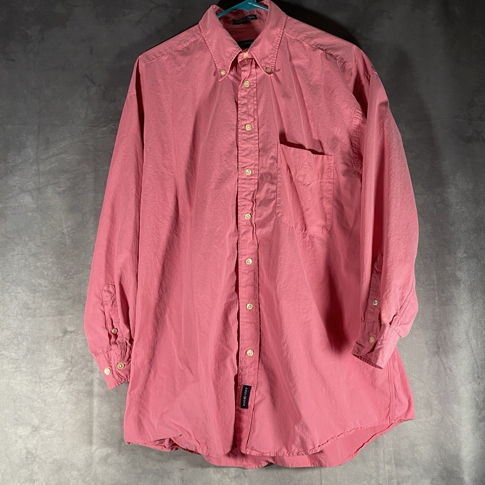 Gant Caribbean Poplin Pink 100% Cotton Long‎ Sleeve Button Up Shirt Sz L